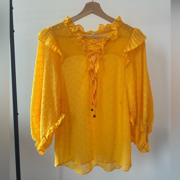 Anthropologie Haida Peasant Mango Ruffle Blouse - Picture 2 of 7